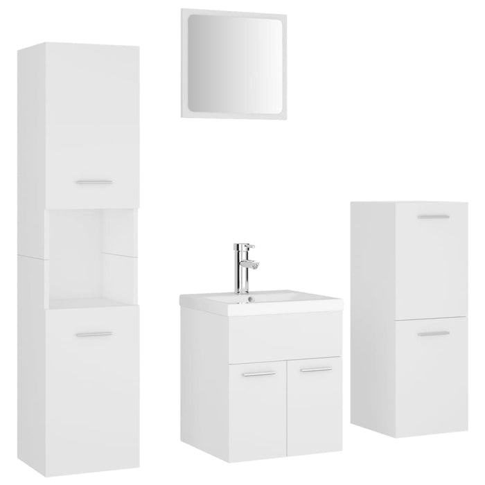 Set Mobili da Bagno Bianco in Legno Multistrato