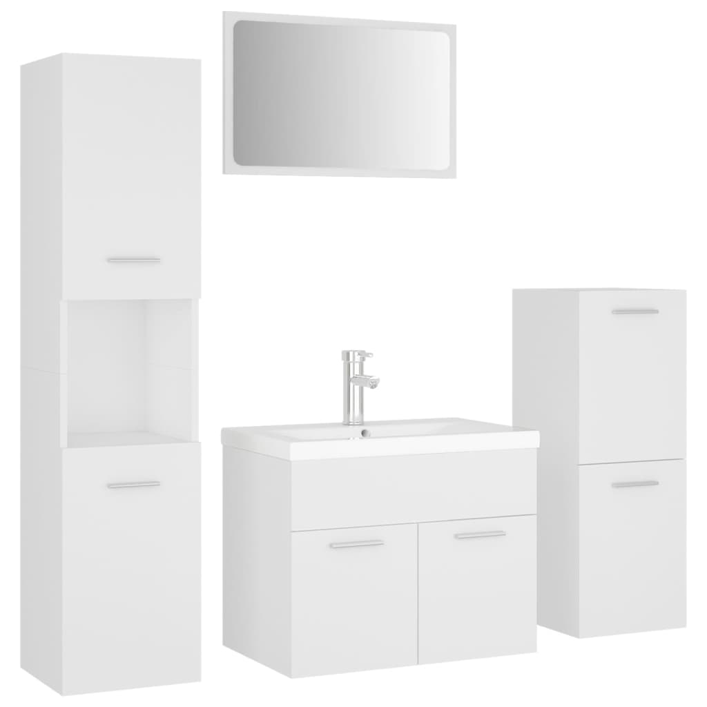 Set Mobili da Bagno Bianco in Legno Multistrato 3071360