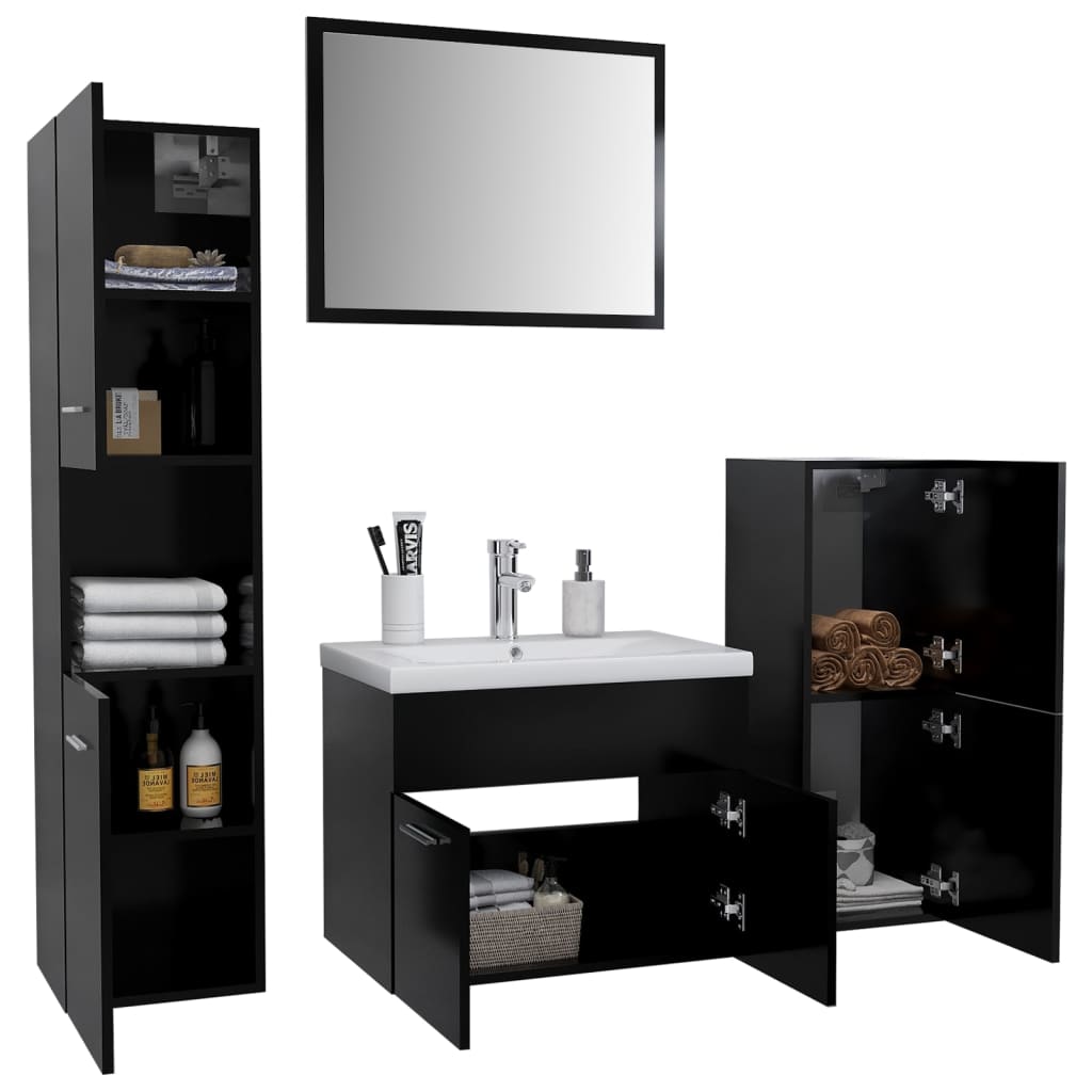 Set Mobili da Bagno Nero in Truciolato cod mxl 65170