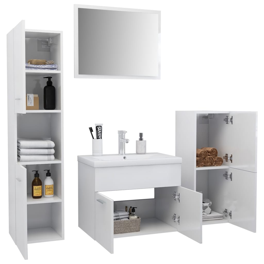Set Mobili da Bagno Bianco Lucido in Truciolato cod mxl 12855