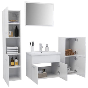 Set Mobili da Bagno Bianco Lucido in Truciolato cod mxl 12855