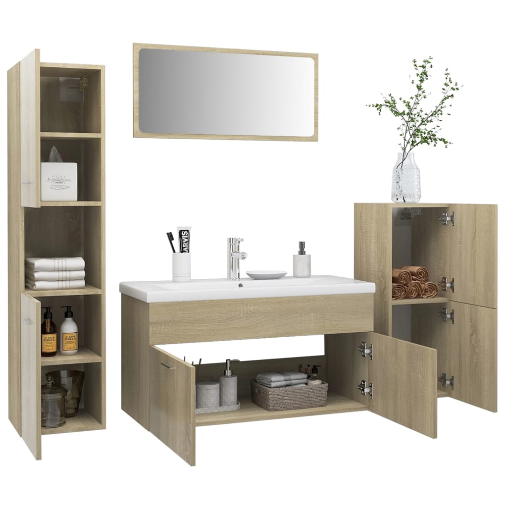 Set Mobili da Bagno Rovere Sonoma in Legno Multistrato 3071381