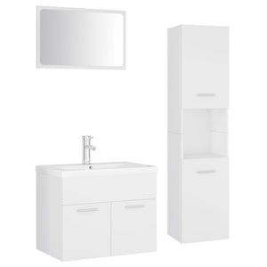 Set Mobili da Bagno Bianco in Legno Multistrato 3071405