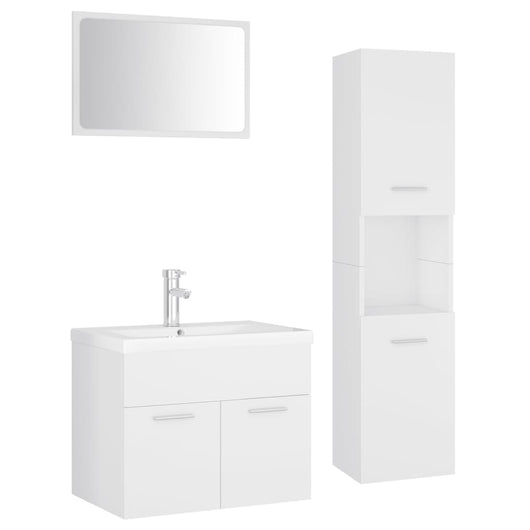 Set Mobili da Bagno Bianco in Legno Multistrato 3071405