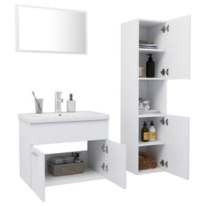Set Mobili da Bagno Bianco in Legno Multistrato 3071405