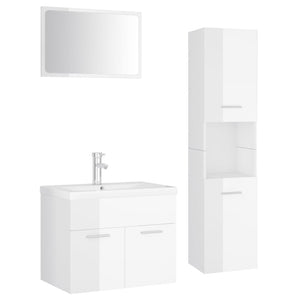 Set Mobili da Bagno Bianco Lucido in Legno Multistrato 3071411