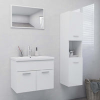 Set Mobili da Bagno Bianco Lucido in Legno Multistrato 3071411