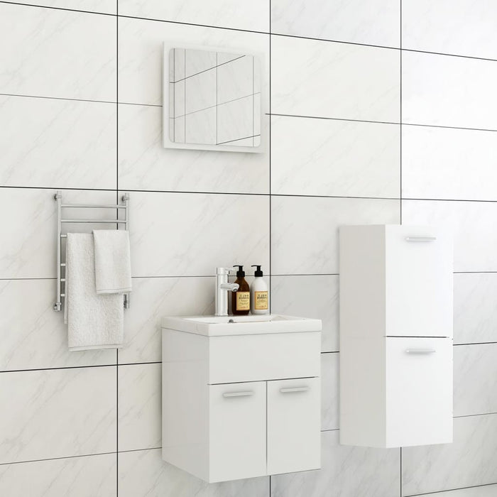 Set Mobili da Bagno Bianco in Legno Multistrato