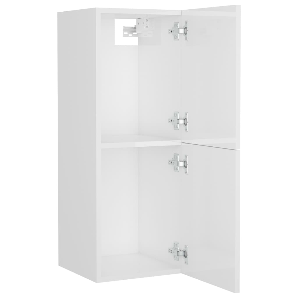 Set Mobili da Bagno Bianco Lucido in Legno Multistrato 3071456