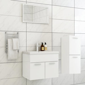Set Mobili da Bagno Bianco Lucido in Legno Multistrato 3071456