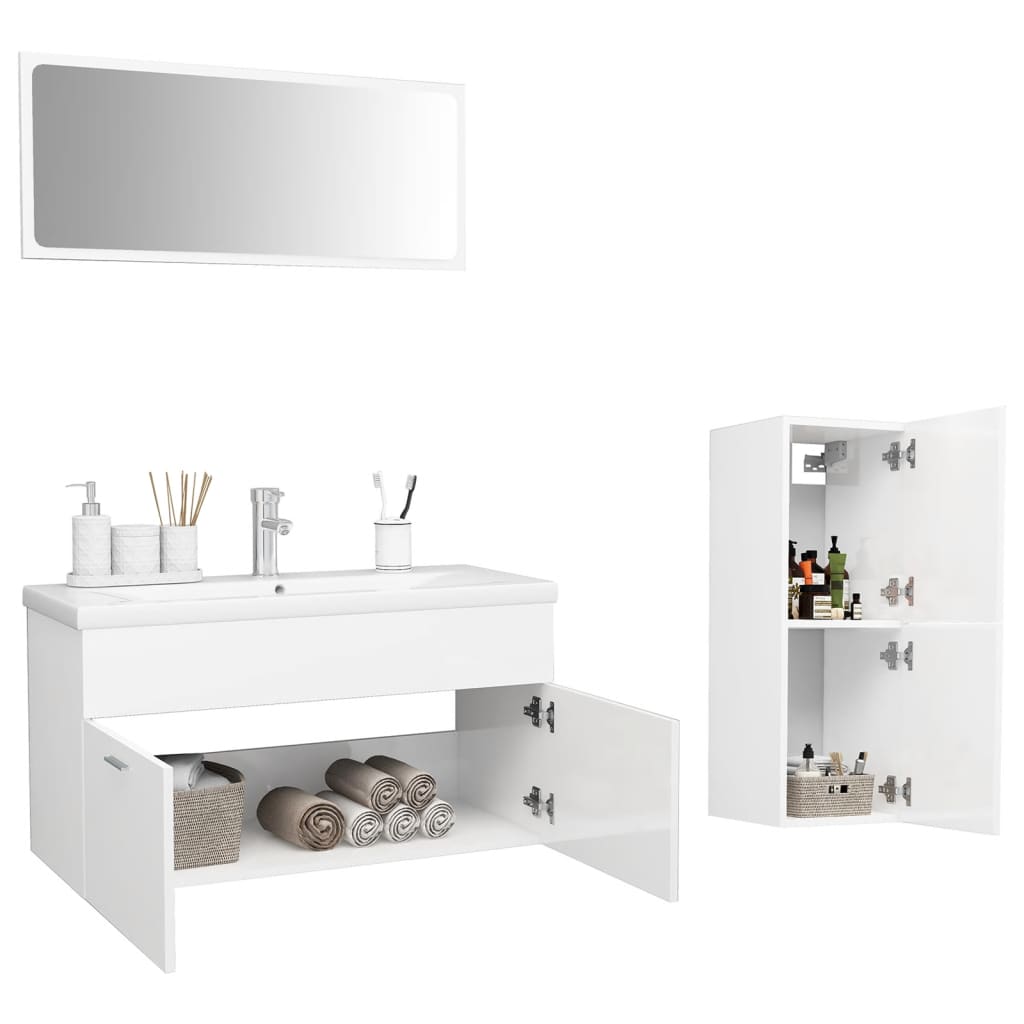 Set Mobili da Bagno Bianco Lucido in Truciolato cod mxl 12798