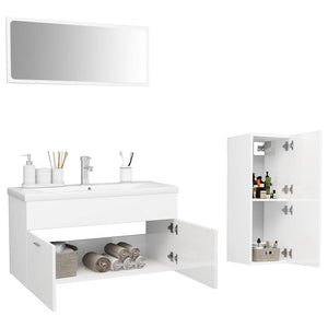 Set Mobili da Bagno Bianco Lucido in Truciolato cod mxl 12798