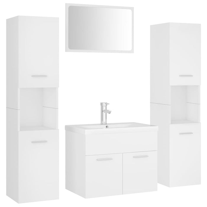 Set Mobili da Bagno Bianco in Legno Multistrato 3071495