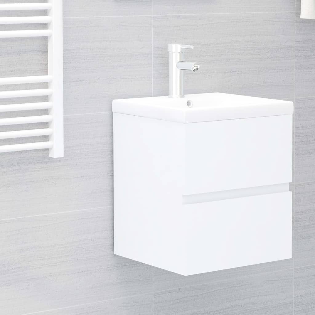 Mobile con Lavabo Integrato Bianco in Legno Multistrato 3071531