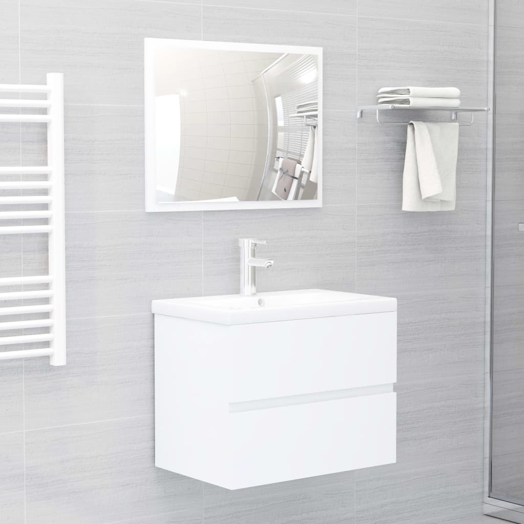 Mobile con Lavabo Integrato Bianco in Legno Multistrato 3071540