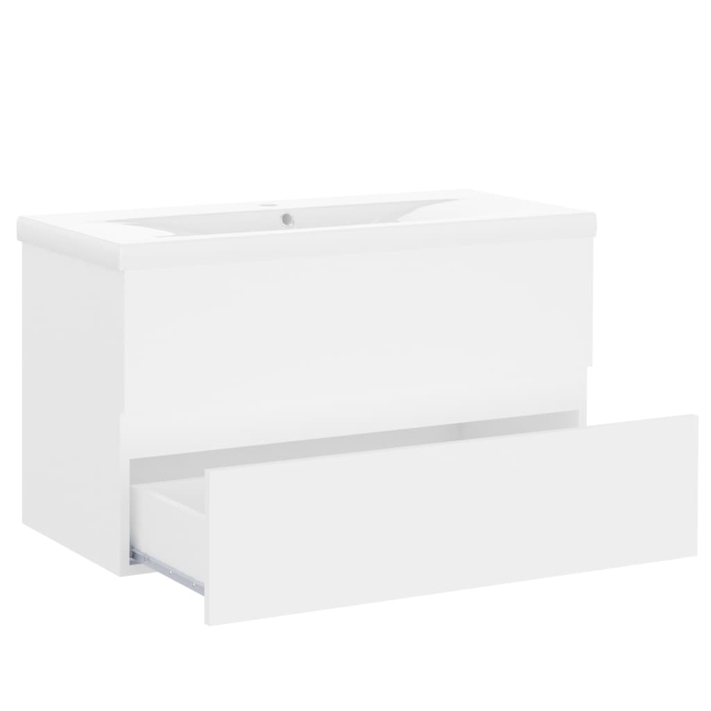Mobile con Lavabo Integrato Bianco in Legno Multistrato 3071549