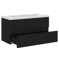 Mobile per lavabo con lavabo integrato 91 x 39,5 x 18,5 cm in truciolato nero 02_0006515