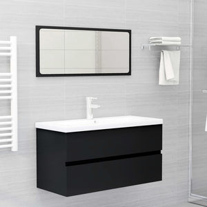 Mobile da Bagno con Lavabo Integrato Nero in Truciolato cod mxl 68952