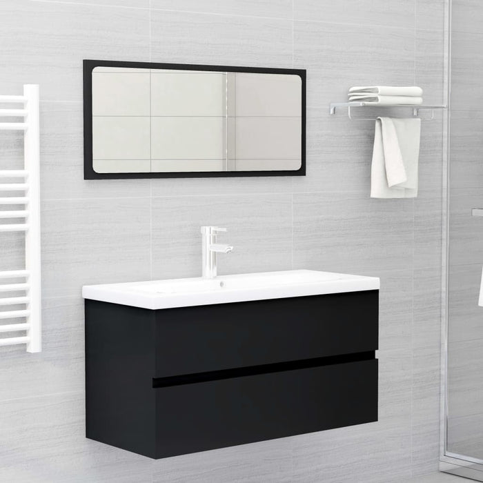 Mobile con Lavabo Integrato Nero in Legno Multistrato 3071559