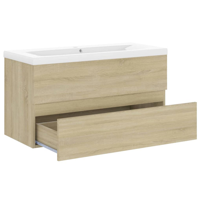 Mobile lavabo con lavabo integrato 90 x 38,5 x 45 cm in truciolare rovere Sonoma 02_0006460