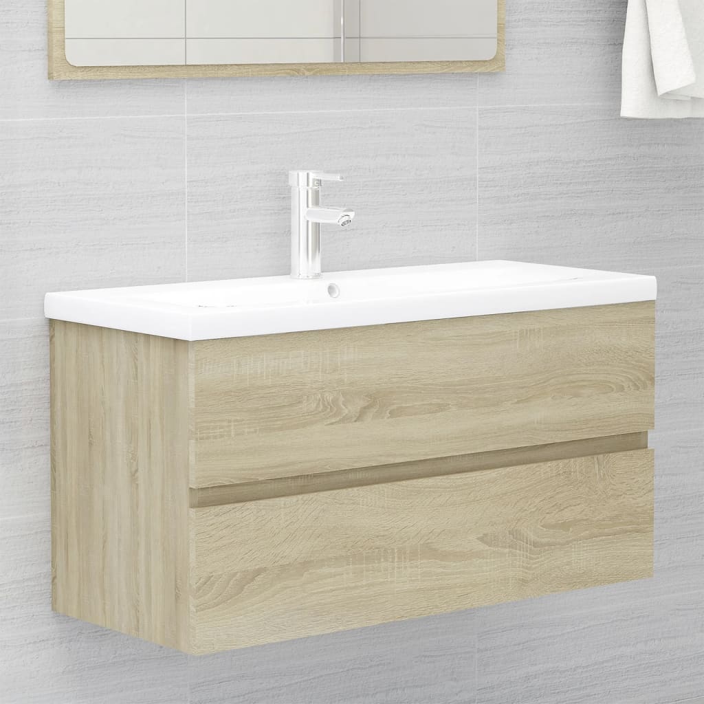 Mobile Bagno con Lavabo Integrato Rovere Sonoma in Truciolato cod mxl 68947