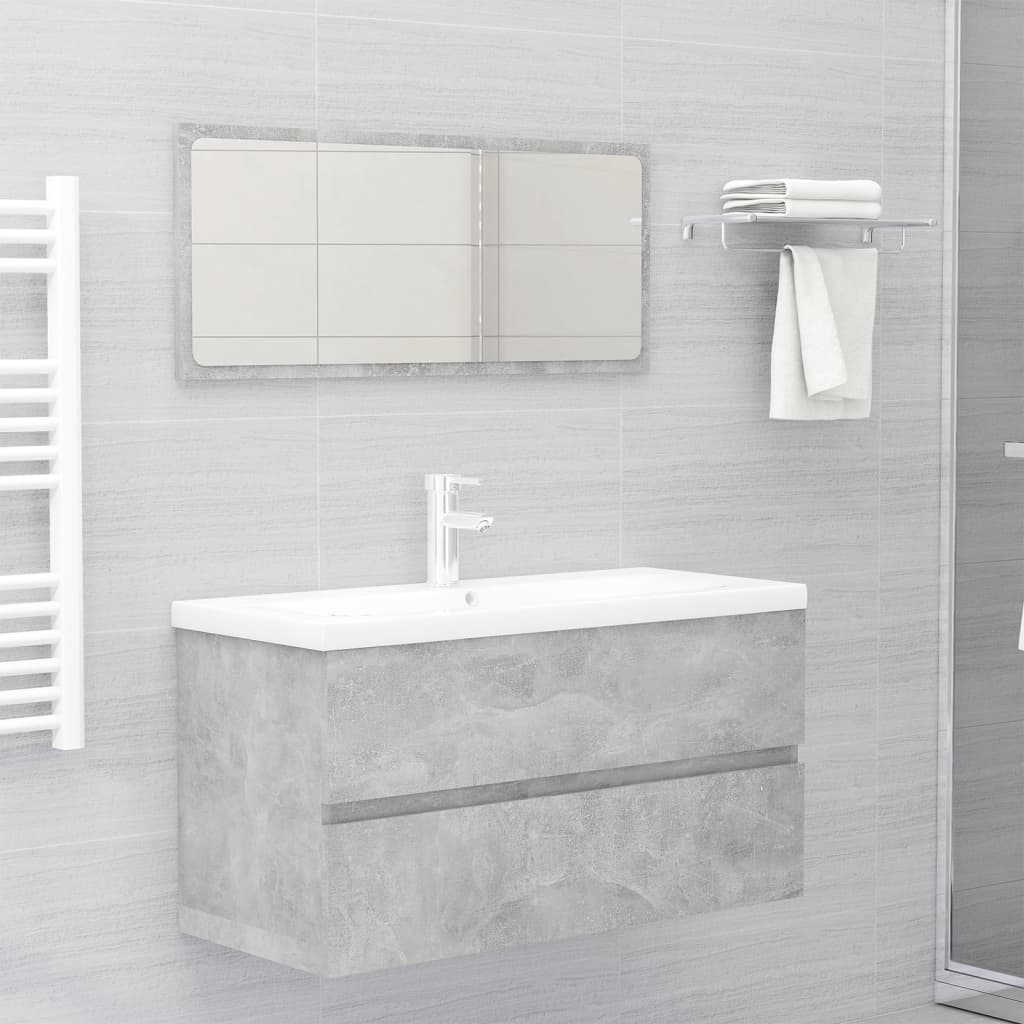 Mobile con Lavabo Integrato Grigio Cemento in Legno Multistrato 3071562