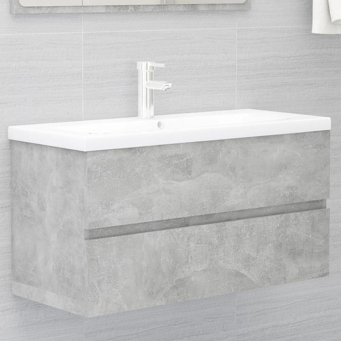 Mobile con Lavabo Integrato Grigio Cemento in Legno Multistrato 3071562