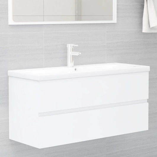 Mobile con Lavabo Integrato Bianco in Legno Multistrato 3071567