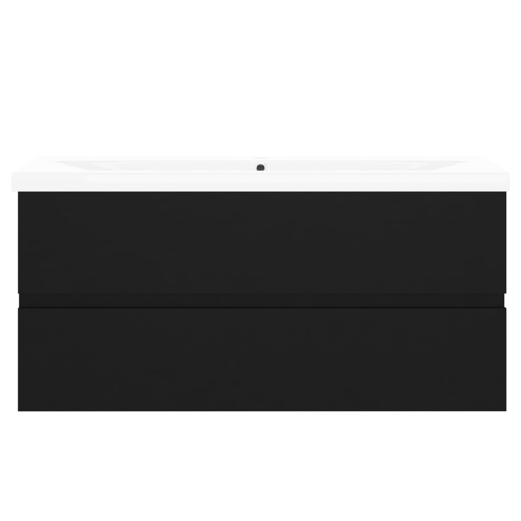 Mobile con Lavabo Integrato Nero in Legno Multistrato 3071568