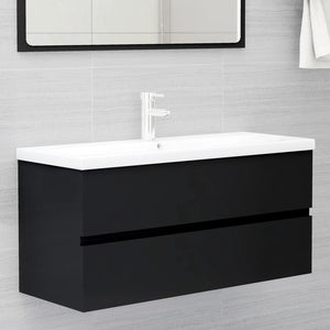 Mobile con Lavabo Integrato Nero in Legno Multistrato 3071568