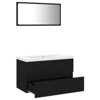Set Mobili da Bagno Nero in Legno Multistrato 3071595