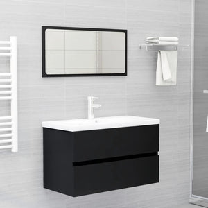 Set Mobili da Bagno Nero in Legno Multistrato 3071595