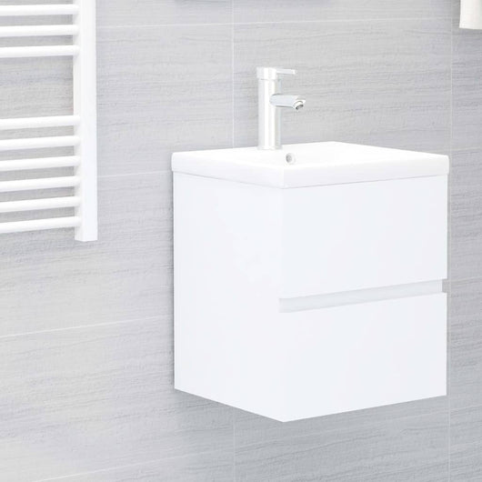 Mobile con Lavabo Integrat-Armadietto da Cucina-Lavandinoo Bianco in Legno Multistrato 282482