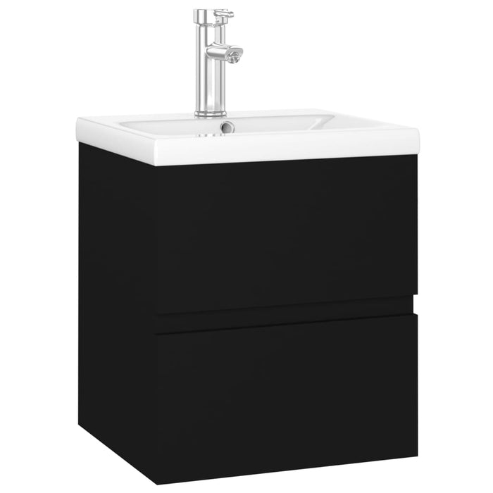 Mobile Bagno con Lavabo Integrato Nero in Legno Multistrato 3071622