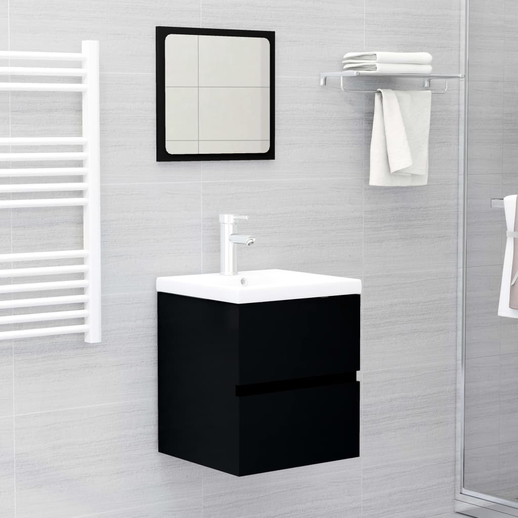 Mobile Bagno con Lavabo Integrato Nero in Legno Multistrato 3071622