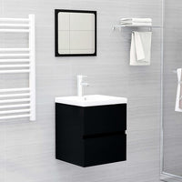 Mobile Bagno con Lavabo Integrato Nero in Legno Multistrato 3071622