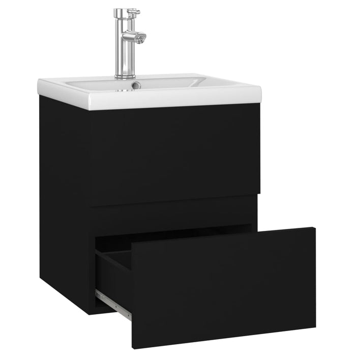 Mobile Bagno con Lavabo Integrato Nero in Legno Multistrato 3071622