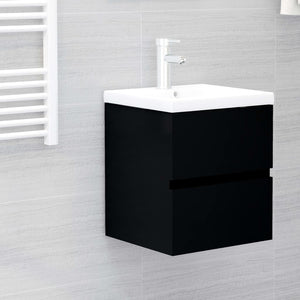 Mobile Bagno con Lavabo Integrato Nero in Legno Multistrato 3071622