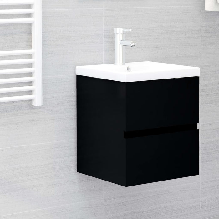 Mobile Bagno con Lavabo Integrato Nero in Legno Multistrato 3071622