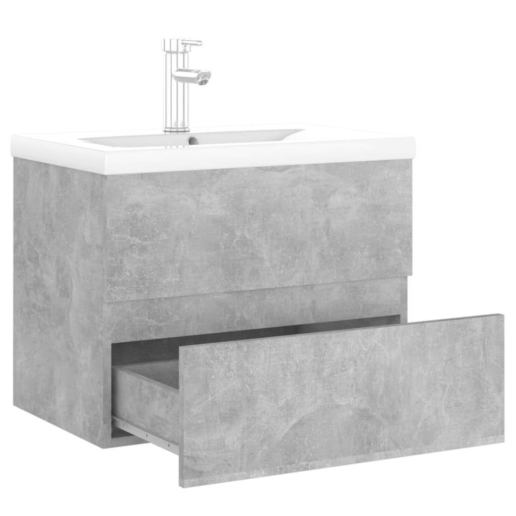 Mobile con Lavabo Integrato Grigio Cemento in Legno Multistrato 3071634