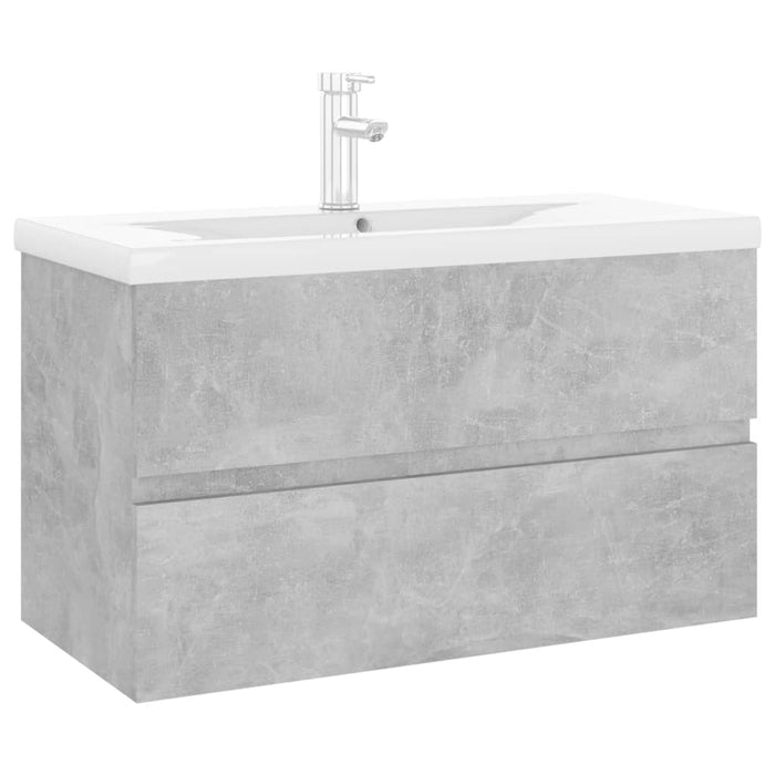 Mobile con Lavabo Integrato Grigio Cemento in Legno Multistrato 3071643