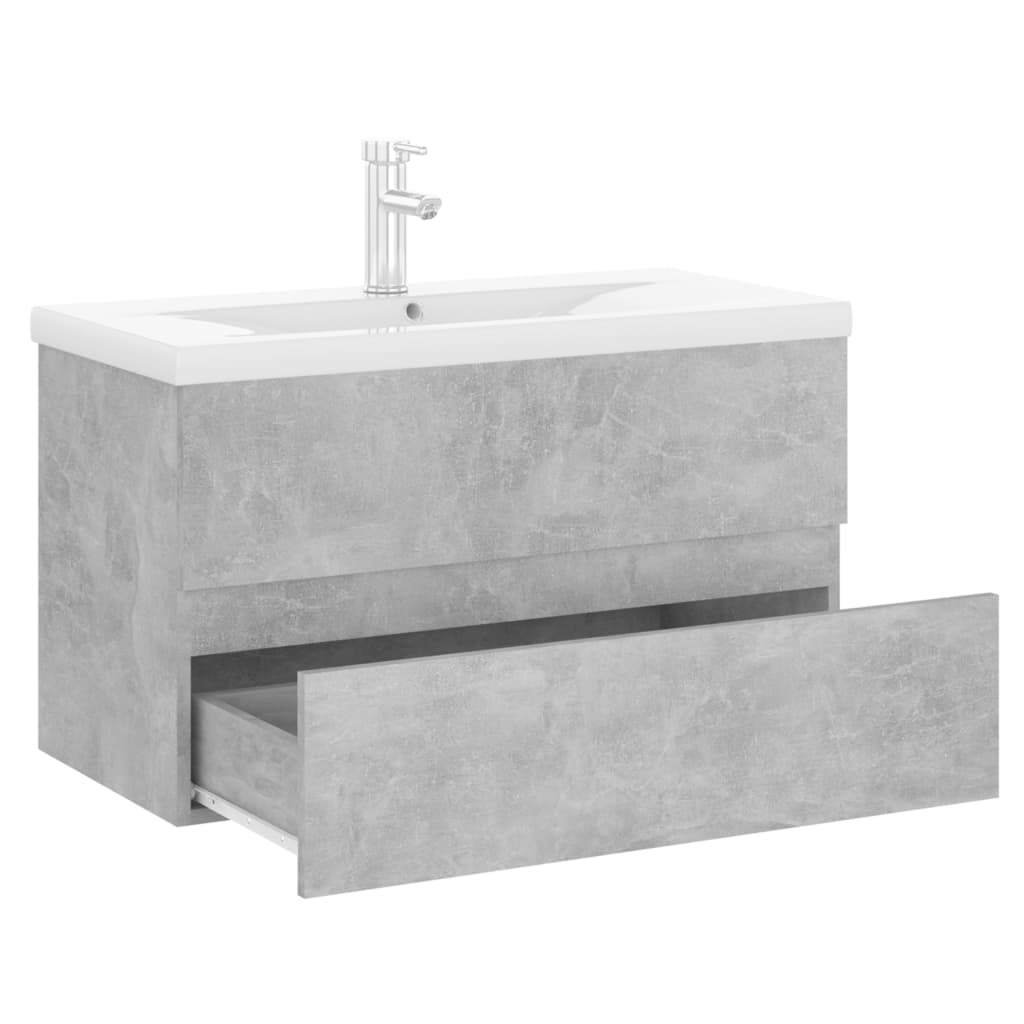 Mobile con Lavabo Integrato Grigio Cemento in Legno Multistrato 3071643