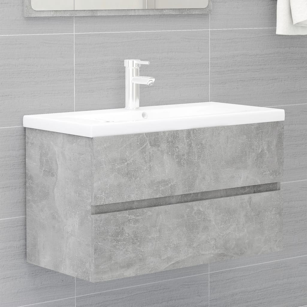 Mobile con Lavabo Integrato Grigio Cemento in Legno Multistrato 3071643