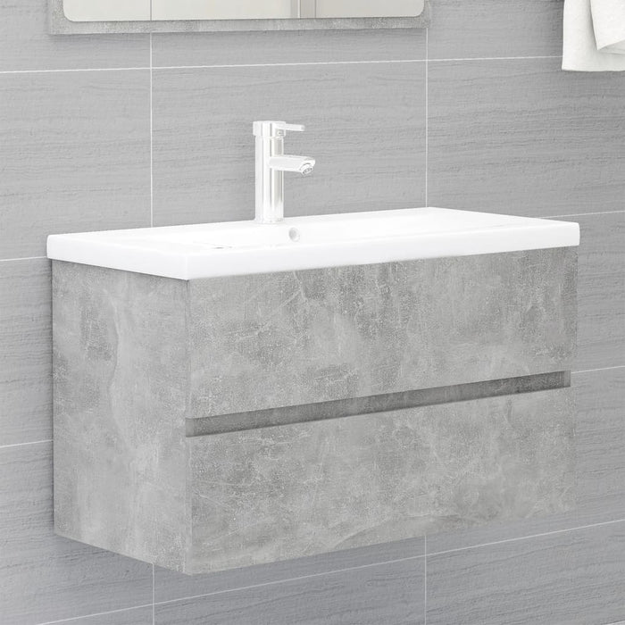 Mobile con Lavabo Integrato Grigio Cemento in Legno Multistrato 3071643