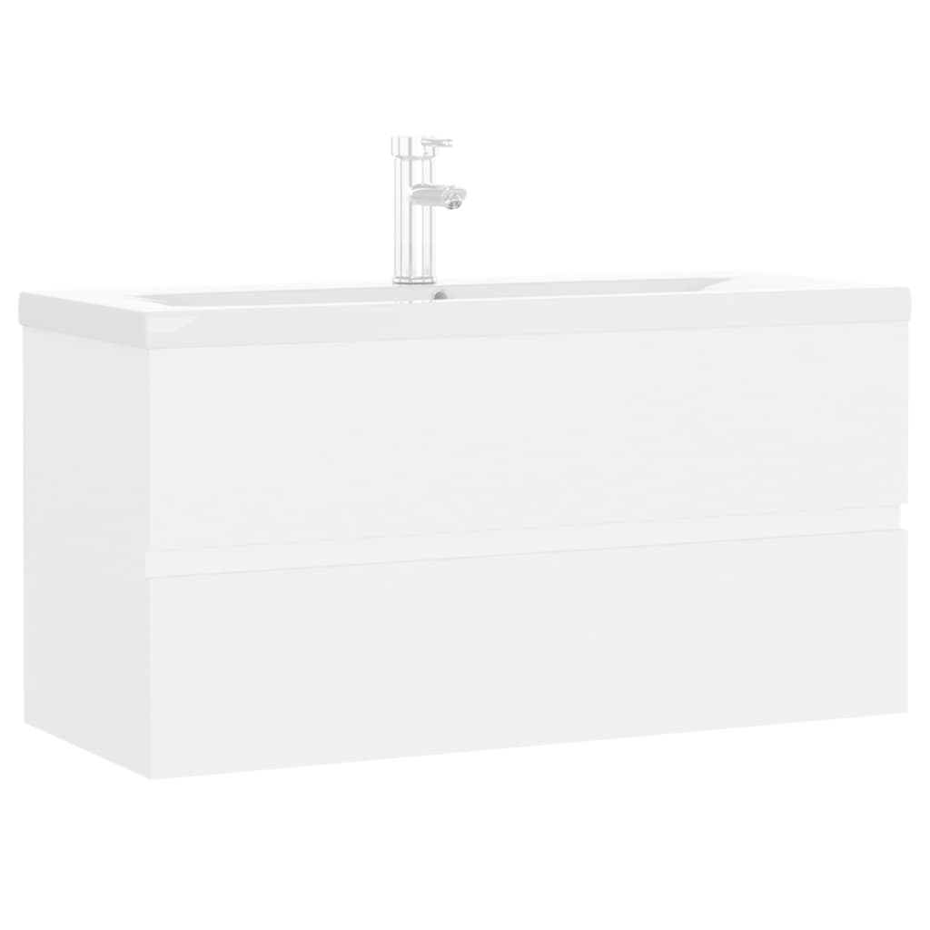 Mobile con Lavabo Integrat-Armadietto da Cucina-Lavandinoo Bianco in Legno Multistrato 377898