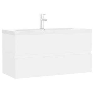 Mobile con Lavabo Integrat-Armadietto da Cucina-Lavandinoo Bianco in Legno Multistrato 377898