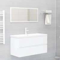 Mobile con Lavabo Integrat-Armadietto da Cucina-Lavandinoo Bianco in Legno Multistrato 377898