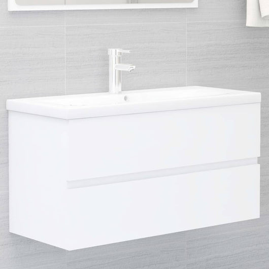 Mobile con Lavabo Integrato Bianco in Legno Multistrato 3071648