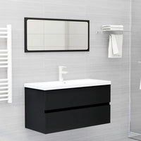 Mobile con Lavabo Integrato Nero in Legno Multistrato 3071649