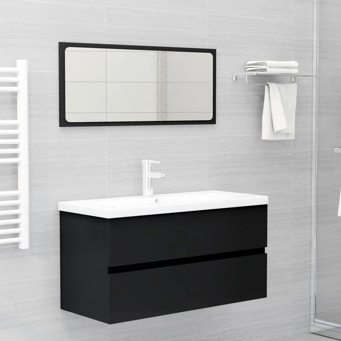 Mobile con Lavabo Integrato Nero in Legno Multistrato 3071649